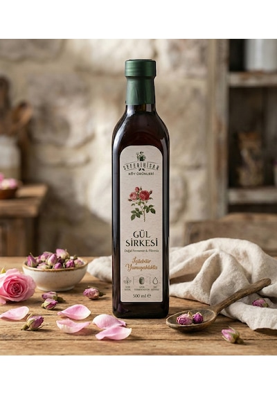 Doğal Gül Sirkesi 500 Ml Katkısız, Uzun Fermentasyon Ve Saf Aromatik Şifa