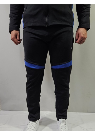 Erkek Dalgıç Kumaş Slim Fit Eşofman Takımı Siyah/saks Mavi Siyah - Saks