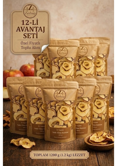 Doğal Elma Kurusu 12'li Avantaj Paketi 12 X 100g 1200 G