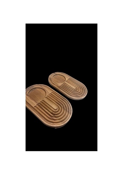 1 Adet 140 240mm Ahşap Gökkuşağı Sunumluk,ikramlık,kahve Tepsisi