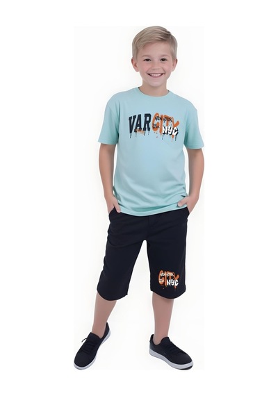Fyk Kids Erkek Çocuk Baskili Alt-üst Takim Mint Yeşil