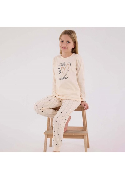 Arnetta Kız Çocuk Pijama Takımı 3434 Krem