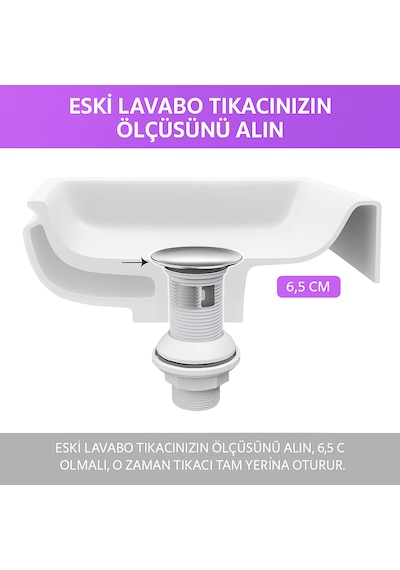 Pop-up Lavabo Sifon Seti Taşmalı Uyumlu, Körüklü Tahliye Ve Ada