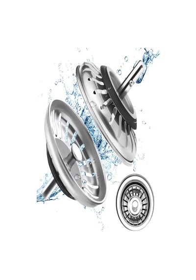 3'lü Set Paslanmaz Çelik Süzgeç Lavabo Evye Gider Süzgeç Ve Tıkacı İki Yönlü 8 Cm Metal Diğer