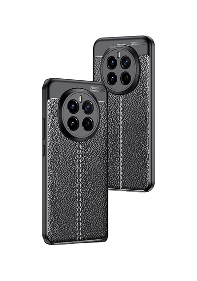 Honor Magic 7 Pro Kılıf Deri Görünümlü Renk Atmayan Dayanaklı Silikon Kapak Niss Siyah
