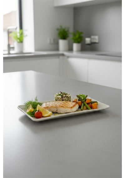 Flora Dikdörtgen Kayık Tabak 33x17cm Dijital Splash Rinart Krem
