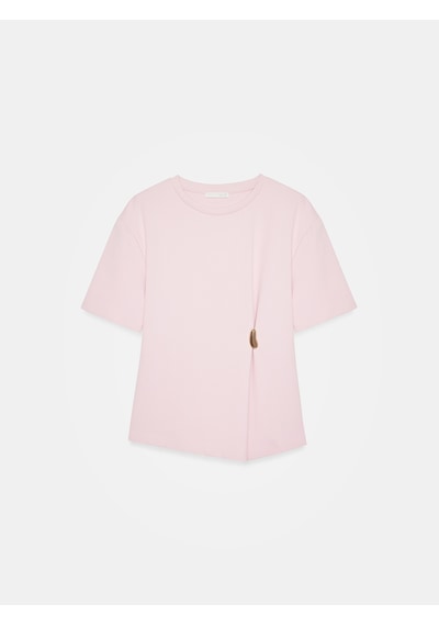 Dilvin 32445 Aksesuar Detaylı Basic T-shirt-toz Pembe