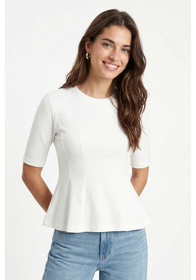 Ritnice Kadın Ella Beyaz Peplum Bluz Beyaz
