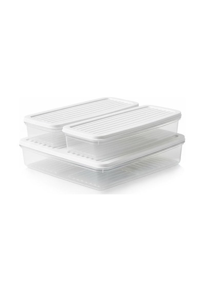 Deconox 3 Lü Slim Buzdolabı Ve Derin Dondurucu Saklama Kabı Seti Beyaz