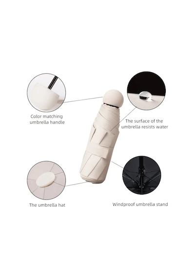 Bliss Umbrella 8 Telli Kapsül Şemsiye Krem