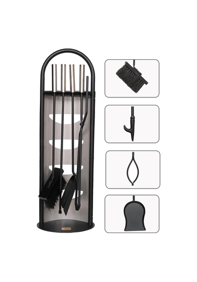 Somıneco 5 Li Lüx İthal İnox Standlı Şömine-soba Maşa Takımı Aksesuar Set 024 Sku: Mırstk68233fd97f