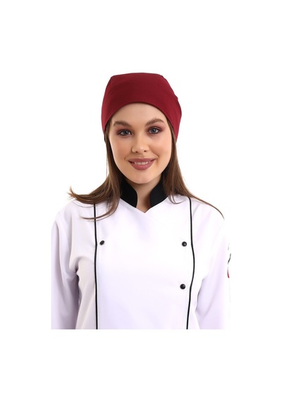 Bordo Kuyruklu Aşçı Bone - Unisex-Standart-Tek Parça