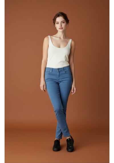 Skinny Kalıp Kadın Pantolon-byn-36000 Orta Mavi