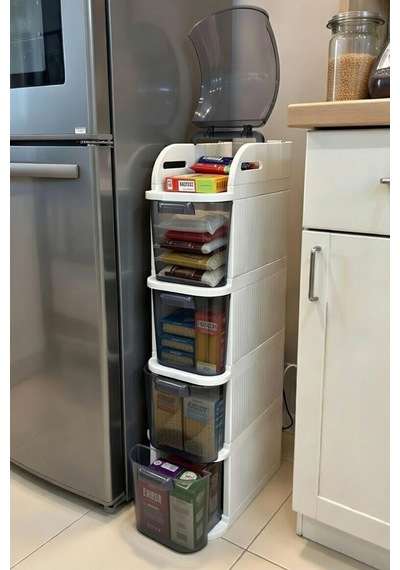 Pro Slim 4 Katlı Çekmeceli Organizer Dolap Çekmeceli Erzak Dolabı Mutfak Banyo Kiler Düzenleyici Renkli