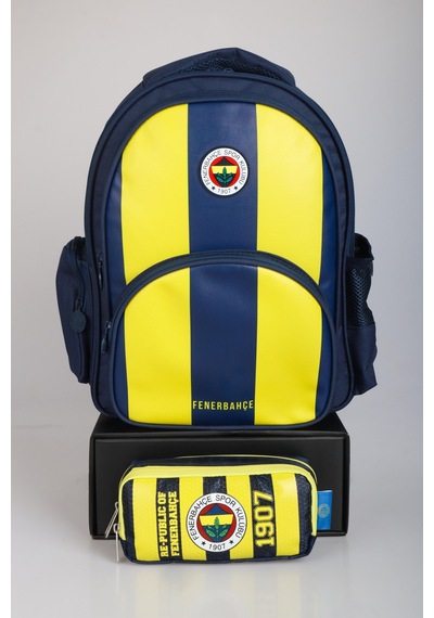 Yeni Sezon Lisanslı Fenerbahçe Çubuklu Okul Çantası Ve Kalem Çantası Seti Açık Gri