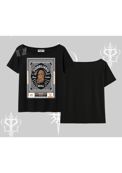Tarzsokak Kayık Yaka Tshirt Fossilized Skull Underground Archive Siyah