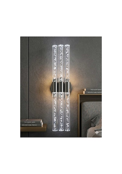 Bubbleflux Trio Large 51 Cm Modern Tasarım Led Aplik - Duvar Lambası - Antrasit Gri - Pilli - Beyaz Led Antrasit Pilli