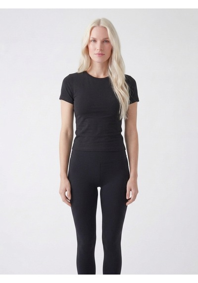 Noux Pamuk Viskon Basic Esnek Bisiklet Yaka Body Siyah