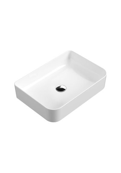 Aqua Bagno Mestola Tezgah Üstü Kare Çanak Lavabo Batarya Deliksiz 35x50 Cm Beyaz