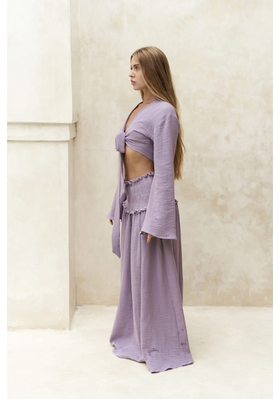 Mai Collection Mai Studios Co. Marshanda Lila Crop Etek Takım Lila