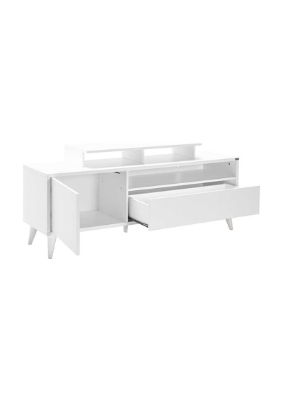 Adoremobilya Retro Wide Kapaklı Çekmeceli Tv Sehpası - Diamond Beyaz