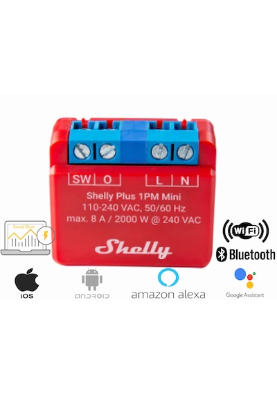 Shelly Plus 1pm Mini Gen3 1kanallı Wifi Enerji Ölçer Akıllı Röle