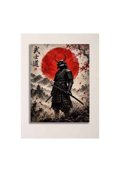 Japon Samuray Temalı Metal Tablo - Kırmızı Güneş Savaşçı Duvar Dekoru, Metal Poster Wall Art Çok Renkli - 924523301 Çok Renkli - 924523301 Çok Renkli