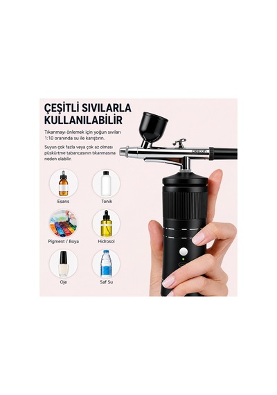 Şarjlı Airbrush Boya Tabancası Seti Kompresörlü Tırnak Sanatı, Hobi Boyama, Pasta Süs, Nemlendirici - 896855164