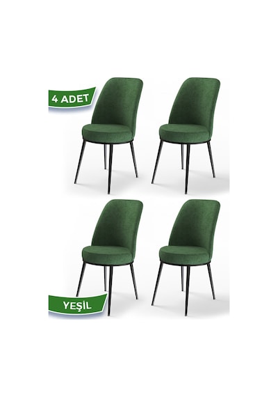 Canisa Concept Dexa Serisi Yeşil Renk 4 Adet Sandalye, Renk Yeşil, Ayaklar Siyah Yeşil
