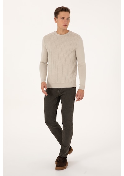 U.S. Polo Assn. Erkek Slim Fit Bisiklet Yaka Taş Kazak 50308323-VR049