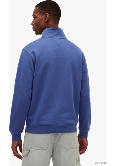 Tommy Hilfiger Tjm Reg Badge Qz Ext Erkek Mavi Sweatshirt - Dm0dm23200
