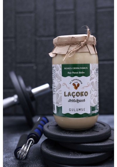 Laçoko İsme Kişiye Özel Şekersiz Saf Katkısız Fıstık Ezmesi Glutensiz Vegan Doğal Az Kavrulmuş Çiğ Yer Fıstığı Ezmesi 4 x 1 KG