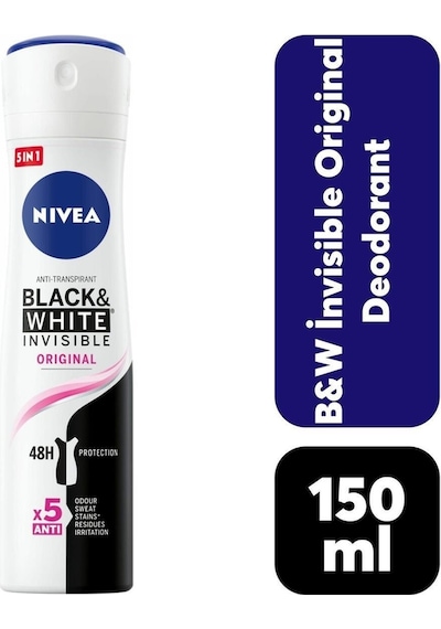 Nivea Black & White Invisible Original Kadın Sprey Deodorant 150 ML