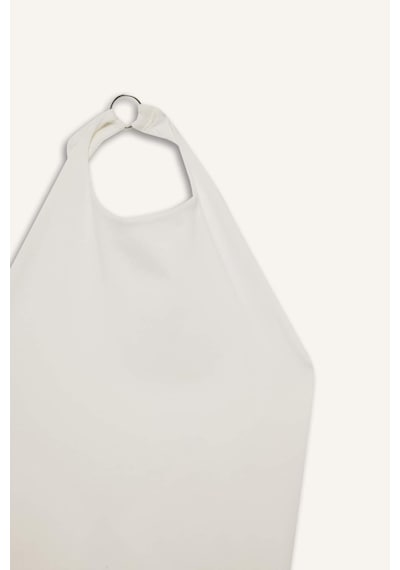 Defacto Halter Yaka Sırtı Açık Toka Detaylı Bluz G0508ax25smwt34 Beyaz