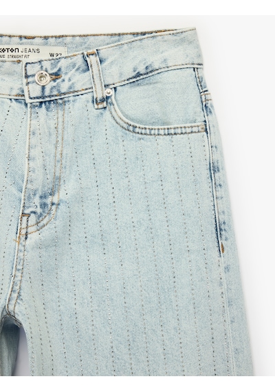 Koton Normal Bel Düz Paça Düğmeli Cepli Taşlı Denim Pantolon - Straight Jeans Açık İndigo 6sal40024md Açık İndigo Koton Normal Bel Düz Paça Düğmeli Cepli Taşlı Denim Pantolon - Straight Jeans Açık İndigo 6sal40024md Açık İndigo