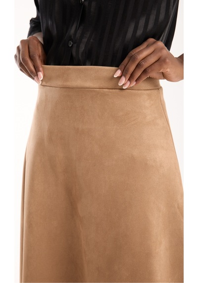 Gugus Kadın Uzun Süet Etek Kloş/mevlana Model 90 Cm Tam Boy Bej