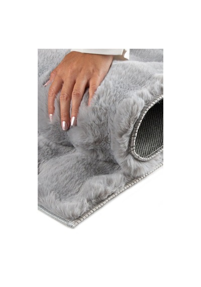 Aries Home Tavşan Tüyü Yumuşak Keçeleşmez Dekoratif Bubble İthal Kalite Post Halı Gri