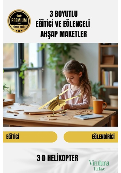 Yeni Sezon Eğitici Öğretici 3 Boyut Ahşap Puzzle Zeka Geliştirici Boyanabilir Oyun Maket Helikopter