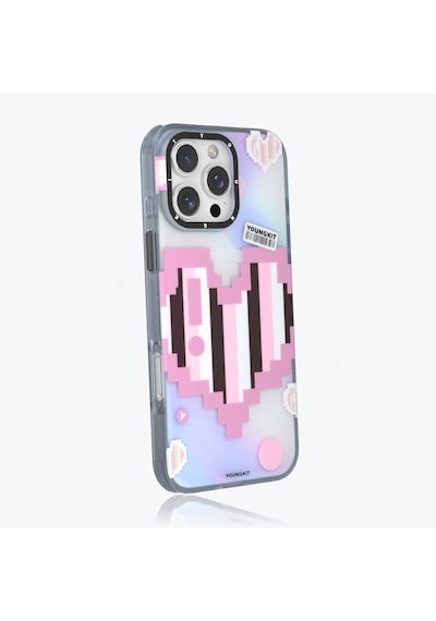 Apple Uyumlu iPhone 15 Pro Max Kılıf Magsafe Şarj Özellikli Youngkit Love Serisi Kapak Pembe Pembe