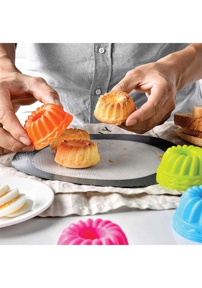 6'lı Silikon Küçük Muffin Kek Kalıbı %100 Yanmaz Silikon Silikon Çok Renkli Diğer