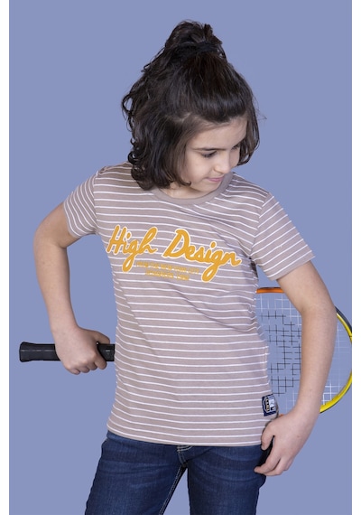 Toontoy Kids Toontoy Erkek Çocuk Nakışlı Kumaşı Çizgi Detaylı Tişört Kahverengi