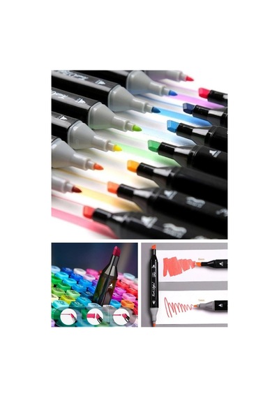 24 Lü Çift Tatraflı Marker Kalem Seti Resim Mimari Ve Grafik Tasarım Kalemi Yüksek Kalite Çok Renkli