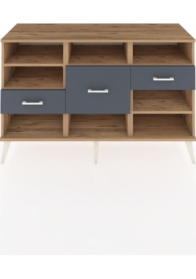 Hyperion Konsol 5 Raflı 3 Çekmeceli 132x44x83 Çam-çam/antrasit Çam/antrasit