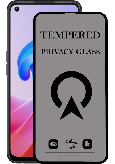 Oppo A96 ile Uyumlu Tam Kaplayan Privacy Hayalet Temperli Ekran Koruycu Cam