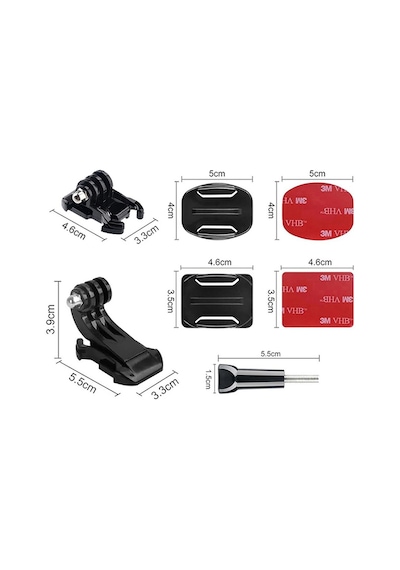Gplus Bs08kyjhw 8 Parça Oval Eğimli Zemin Ve Flat Düz Yüzey Vidalı Hızlı Tak J-hook Açılı Aksiyon Kamera Uyumlu 3m Yapışkanlı Motor Kask Bağlantı Base Seti Siyah