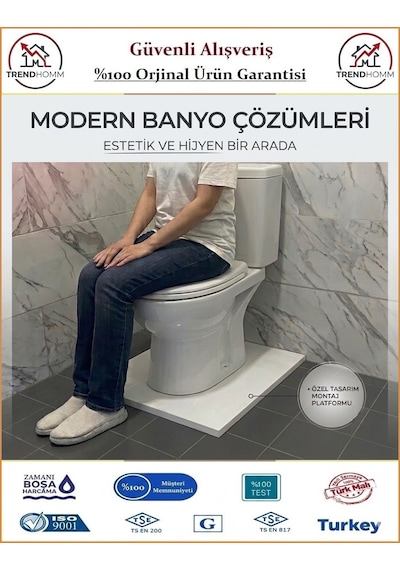 Grossavm Klozet Montaj Aparatı - Tuvalet Taşını Klozete Dönüştürücü Alt Levha Beyaz