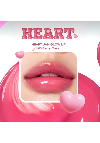 Yoğun Nemlendirici, Parlak Bitişli Balm Heart Jam Glow Lip 5 Berry Coke