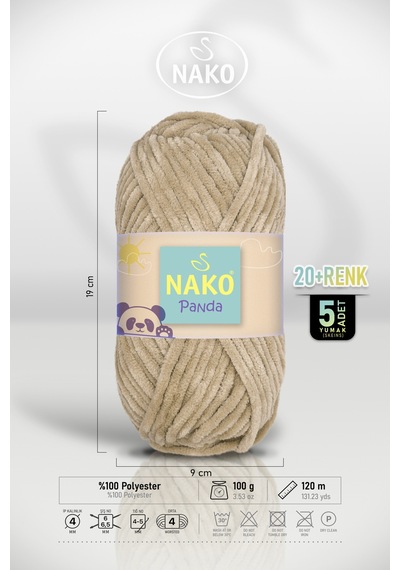 Panda - Bej 13955 - 5'li Paket - 100gr/120m - Kadife El Örgü İpi - Amigurumi Punch İpi