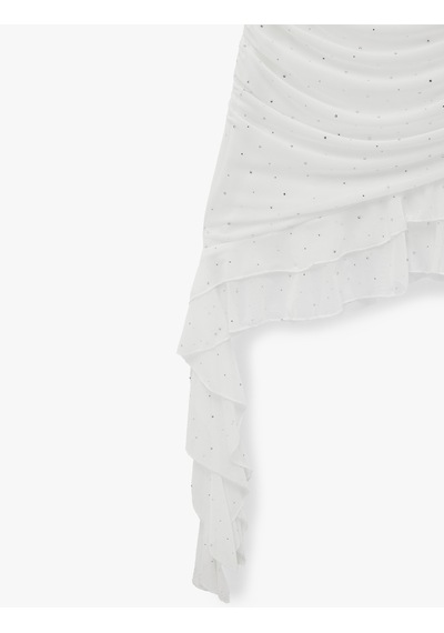 Koton Asimetrik Halter Yaka Taş İşlemeli Gül Aplikeli Mini Nikah Elbisesi Beyaz 6sak80015fk Koton Asimetrik Halter Yaka Taş İşlemeli Gül Aplikeli Mini Nikah Elbisesi Beyaz 6sak80015fk