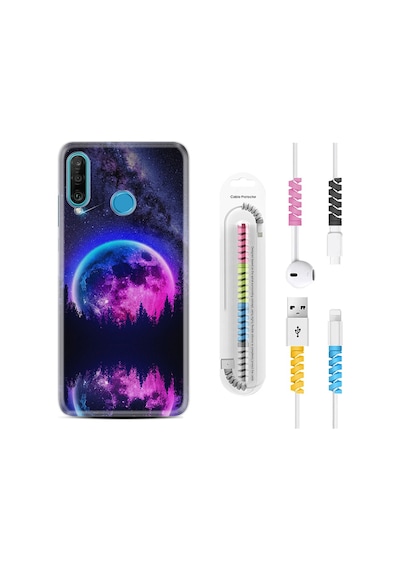 Huawei P30 Lite Kılıf Kablo Koruyuculu Star Planet 1652